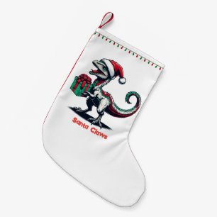 Christmas Santa hat raptor  Small Christmas Stocking