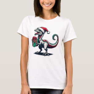 Christmas Santa hat raptor T-Shirt