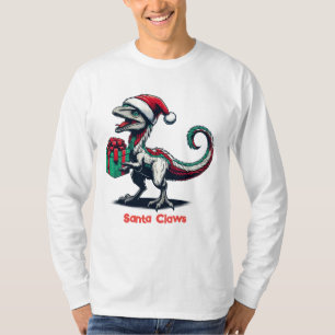 Christmas Santa hat raptor T-Shirt