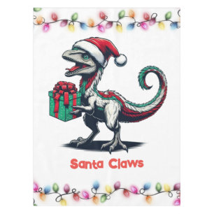 Christmas Santa hat raptor Tablecloth