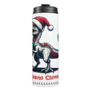 Christmas Santa hat raptor  Thermal Tumbler