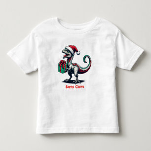 Christmas Santa hat raptor Toddler T-Shirt