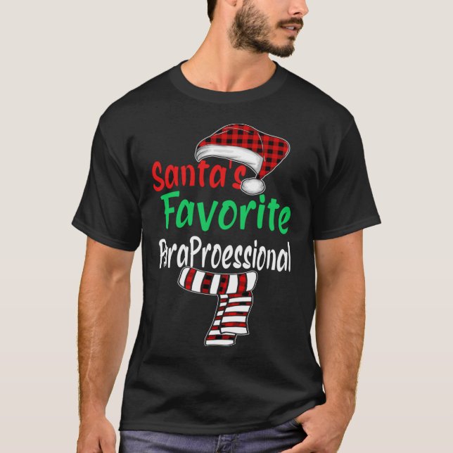 Christmas Santa Hat Santa's Favourite Paraprofessi T-Shirt (Front)