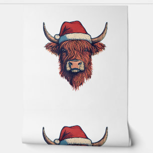 Christmas Santa Hat Scottish Highland Cow for Cow Wallpaper