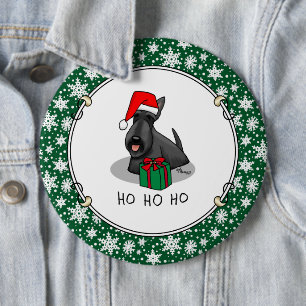 Christmas Santa Hat Scottish Terrier (black) Cute 6 Cm Round Badge