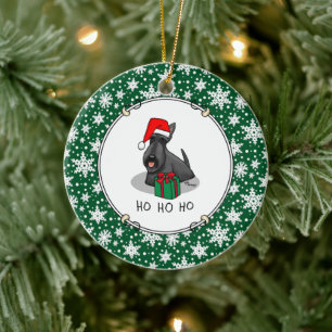 Christmas Santa Hat Scottish Terrier (black) Cute Ceramic Ornament