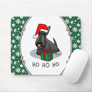 Christmas Santa Hat Scottish Terrier (black) Cute Mouse Pad