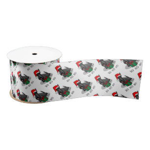 Christmas Santa Hat Scottish Terrier (black) Cute Satin Ribbon