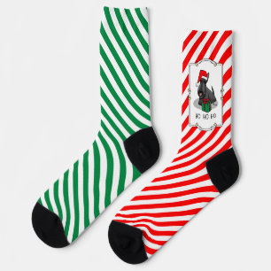 Christmas Santa Hat Scottish Terrier (black) Cute Socks