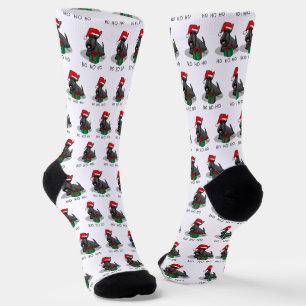 Christmas Santa Hat Scottish Terrier (black) Cute Socks