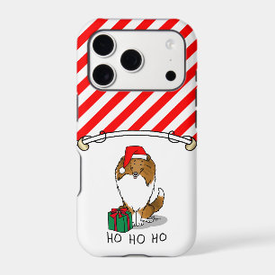Christmas Santa Hat Shetland Sheepdog (sable) Cute