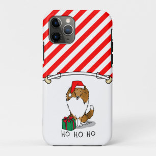 Christmas Santa Hat Shetland Sheepdog (sable) Cute iPhone 11 Pro Case