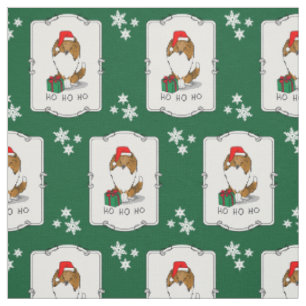Christmas Santa Hat Shetland Sheepdog (sable) Cute Fabric