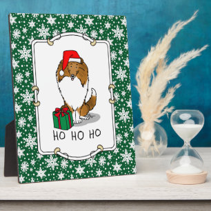Christmas Santa Hat Shetland Sheepdog (sable) Cute Plaque