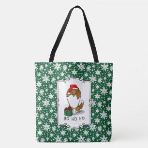 Christmas Santa Hat Shetland Sheepdog (sable) Cute Tote Bag