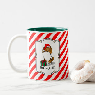 Christmas Santa Hat Shetland Sheepdog (sable) Cute Two-Tone Coffee Mug