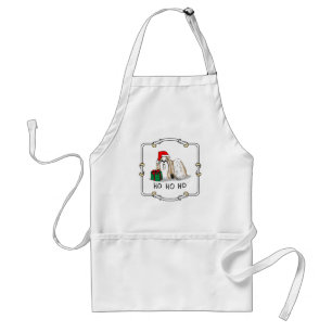 Christmas Santa Hat Shih Tzu (tan white) Dog Cute Standard Apron