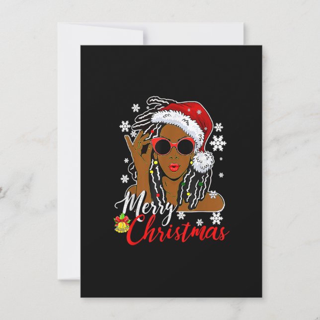Christmas Santa Hat Shirt Black African Girl Ameri Invitation (Front)
