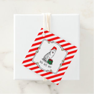 Christmas Santa Hat Siberian Husky (silver) Cute Favour Tags