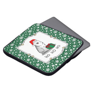 Christmas Santa Hat Siberian Husky (silver) Cute Laptop Sleeve