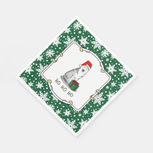 Christmas Santa Hat Siberian Husky (silver) Cute Napkin