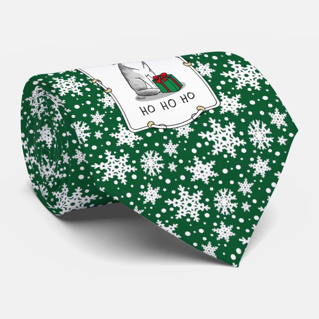 Christmas Santa Hat Siberian Husky (silver) Cute Tie (Rolled)