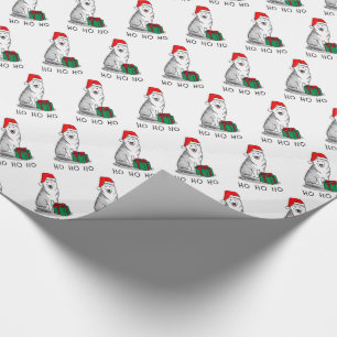 Christmas Santa Hat Siberian Husky (silver) Cute Wrapping Paper