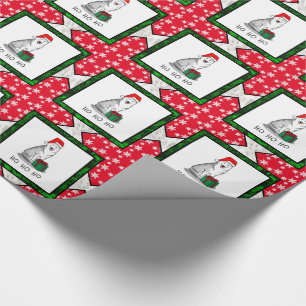 Christmas Santa Hat Siberian Husky (silver) Cute Wrapping Paper