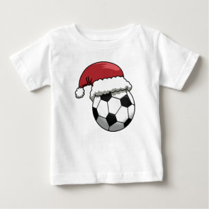 Christmas Santa Hat Soccer Ball Baby T-Shirt