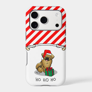 Christmas Santa Hat Tibetan Spaniel (Brown) Cute