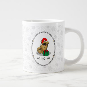 Christmas Santa Hat Tibetan Spaniel (Brown) Cute Large Coffee Mug