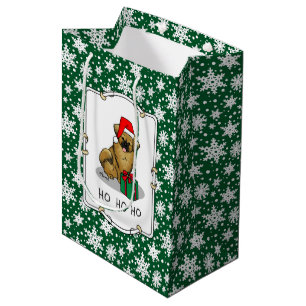 Christmas Santa Hat Tibetan Spaniel (Brown) Cute Medium Gift Bag