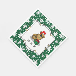 Christmas Santa Hat Tibetan Spaniel (Brown) Cute Napkin