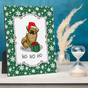 Christmas Santa Hat Tibetan Spaniel (Brown) Cute Plaque
