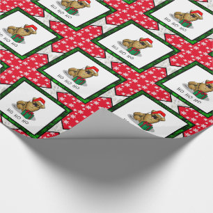 Christmas Santa Hat Tibetan Spaniel (Brown) Cute Wrapping Paper
