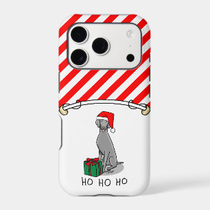 Christmas Santa Hat Weimaraner Dog (grey 1) Cute