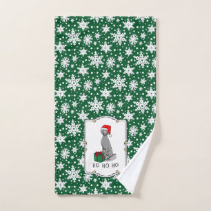 Christmas Santa Hat Weimaraner Dog (grey 1) Cute Bath Towel Set