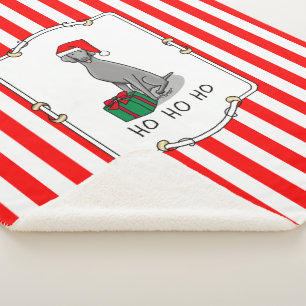 Christmas Santa Hat Weimaraner Dog (grey 1) Cute Sherpa Blanket