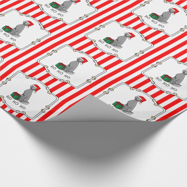 Christmas Santa Hat Weimaraner Dog (grey 1) Cute Wrapping Paper (Corner)