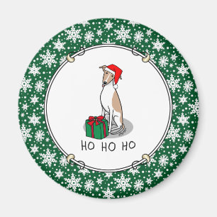 Christmas Santa Hat Whippet Dog Fawn & white Cute Magnet