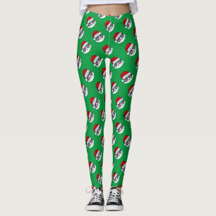 Christmas Santa Hat With Cat Face Pattern Leggings