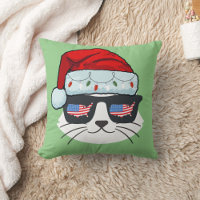 Christmas Santa Hat With Cat Face Usa Flag Spets