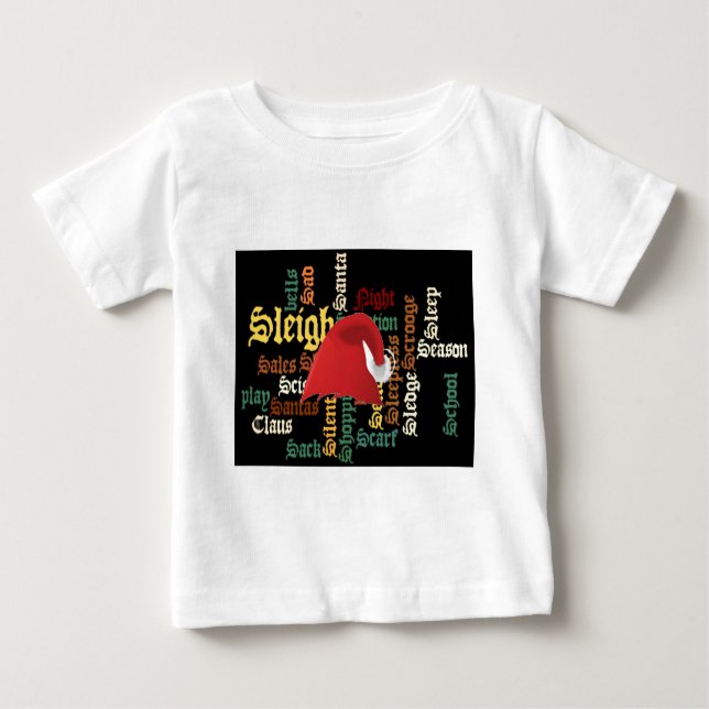 Christmas Santa Hat Word Art T-Shirt (Front)