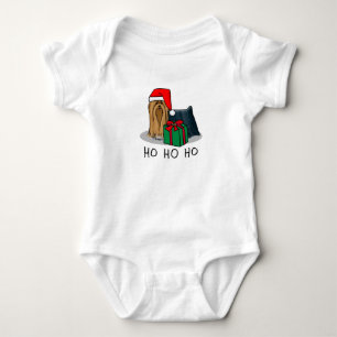 Christmas Santa Hat Yorkshire Terrier Yorkie Cute Baby Bodysuit