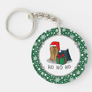 Christmas Santa Hat Yorkshire Terrier Yorkie Cute Key Ring