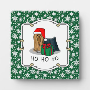Christmas Santa Hat Yorkshire Terrier Yorkie Cute Plaque