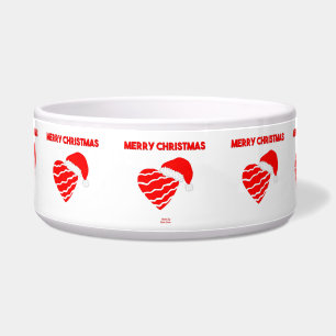 Christmas Santa Heart Ceramic Pet Bowl