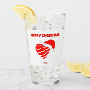 Christmas Santa Heart Glass Tumbler