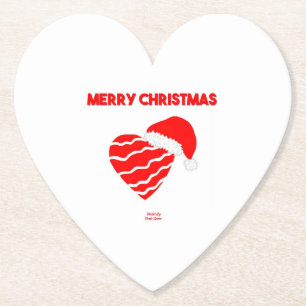 Christmas Santa Heart Heart Paper Coaster
