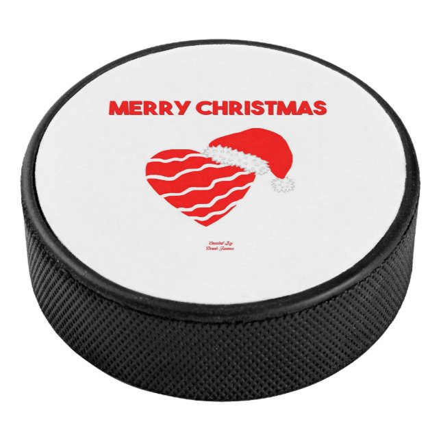Christmas Santa Heart Hockey Puck (3/4)